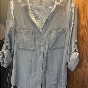 Anthropologie Light Blue Denim Button-Down Shirt